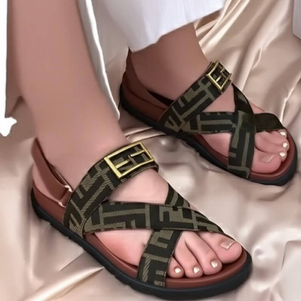 Cross Strap Patterned Sandals