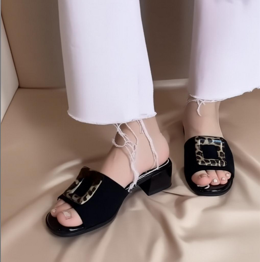 Embellished Block Heel Mules