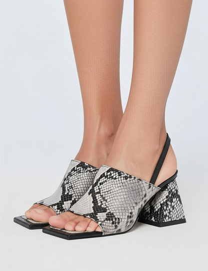Square-Heeled Snake Sandals