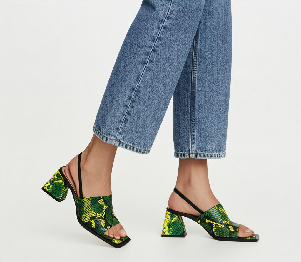Square-Heeled Snake Sandals
