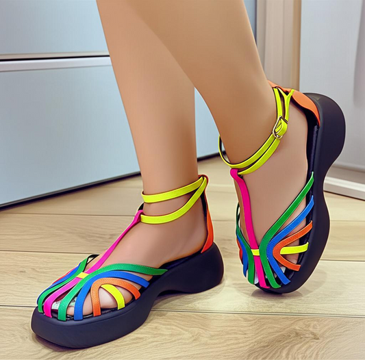 Multicolor Strap Platform Sandals