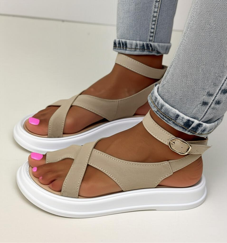 Cross Strap Ankle Strap Platform Sandals