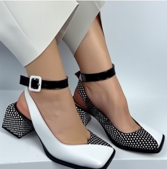 Ankle Strap Block Heel Pumps