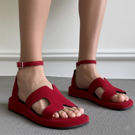 Cross Strap Ankle Strap Flat Sandals