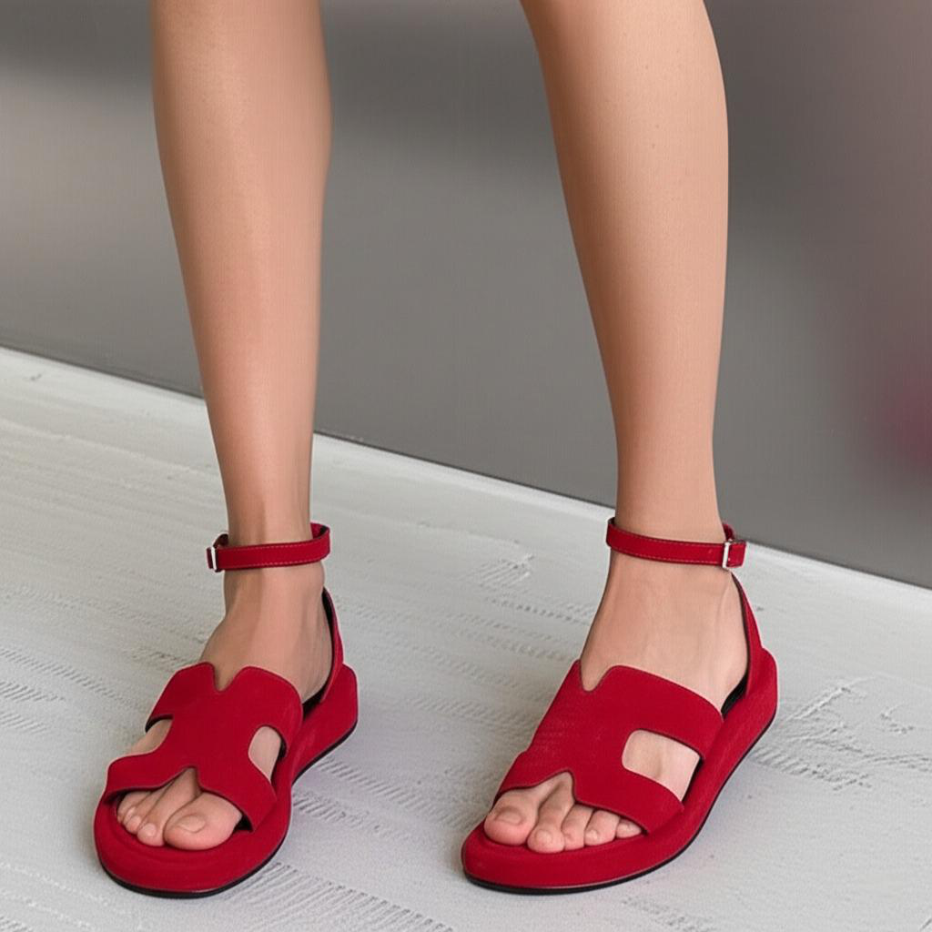 Cross Strap Ankle Strap Flat Sandals