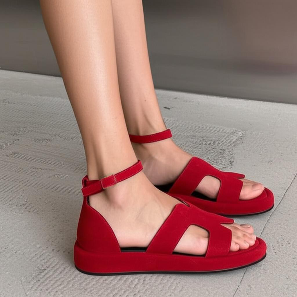 Cross Strap Ankle Strap Flat Sandals