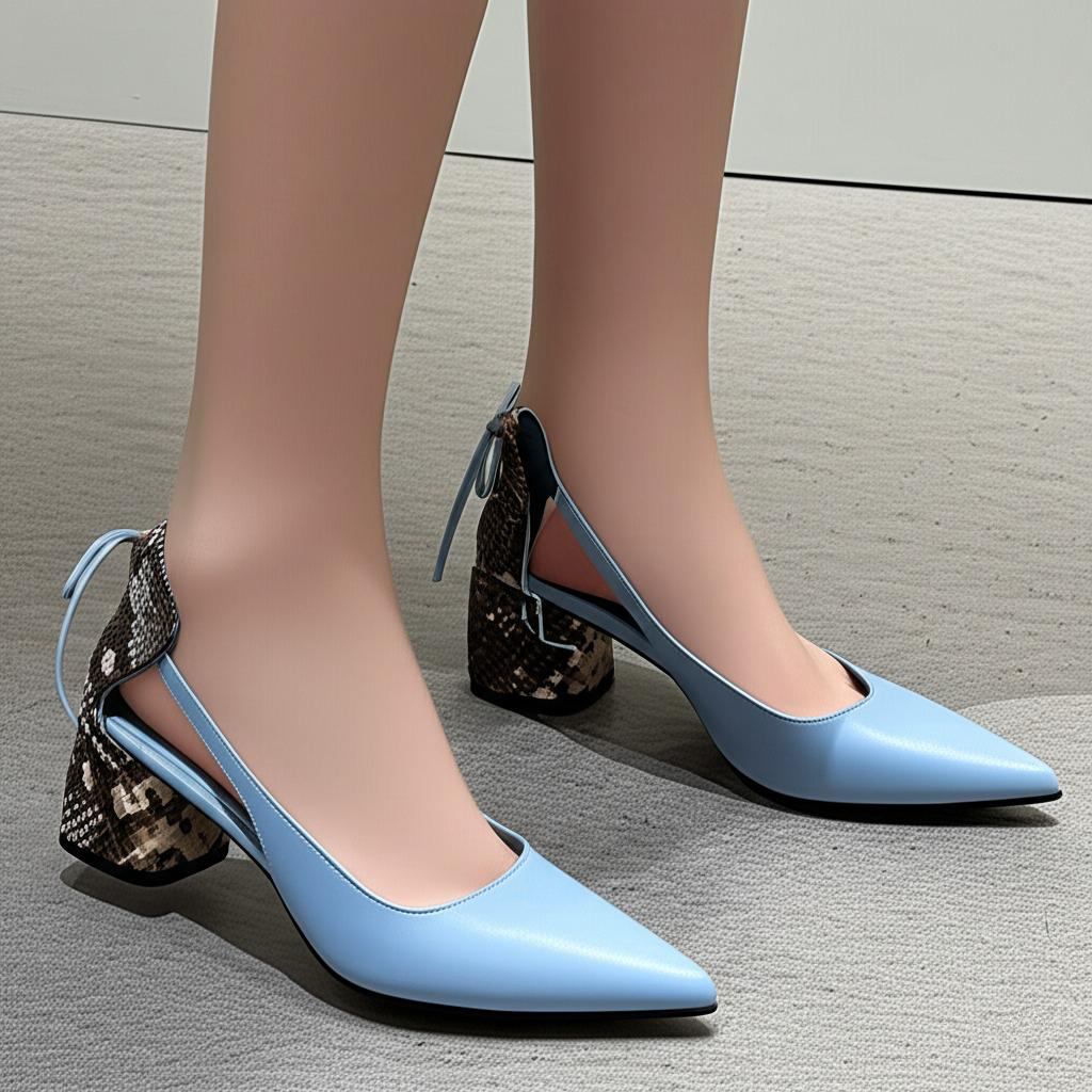 Block Heel Pointed Pumps