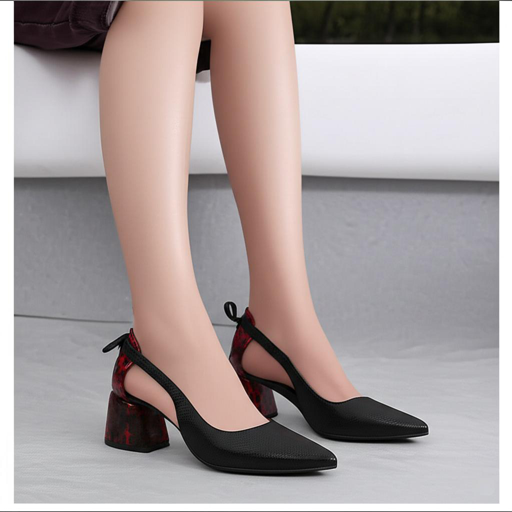 Block Heel Pointed Pumps