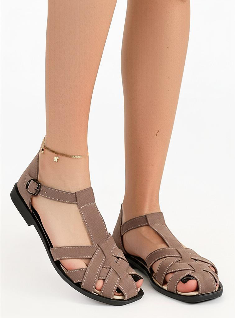 Strappy Flat Sandals with Ankle Strap