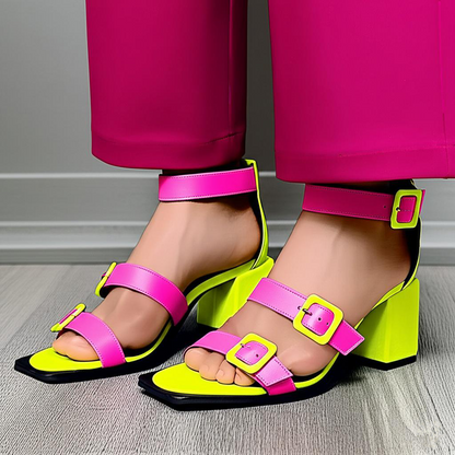 Strappy Block Heel Sandals with Buckles