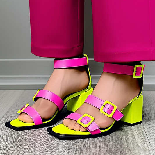 Strappy Block Heel Sandals with Buckles