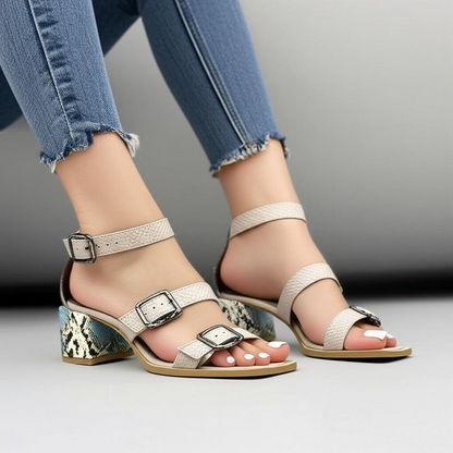 Strappy Block Heel Sandals with Buckles
