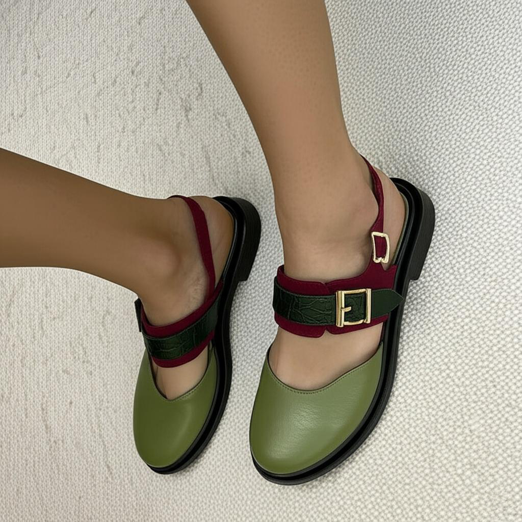 Buckle Strap Slingback Flats