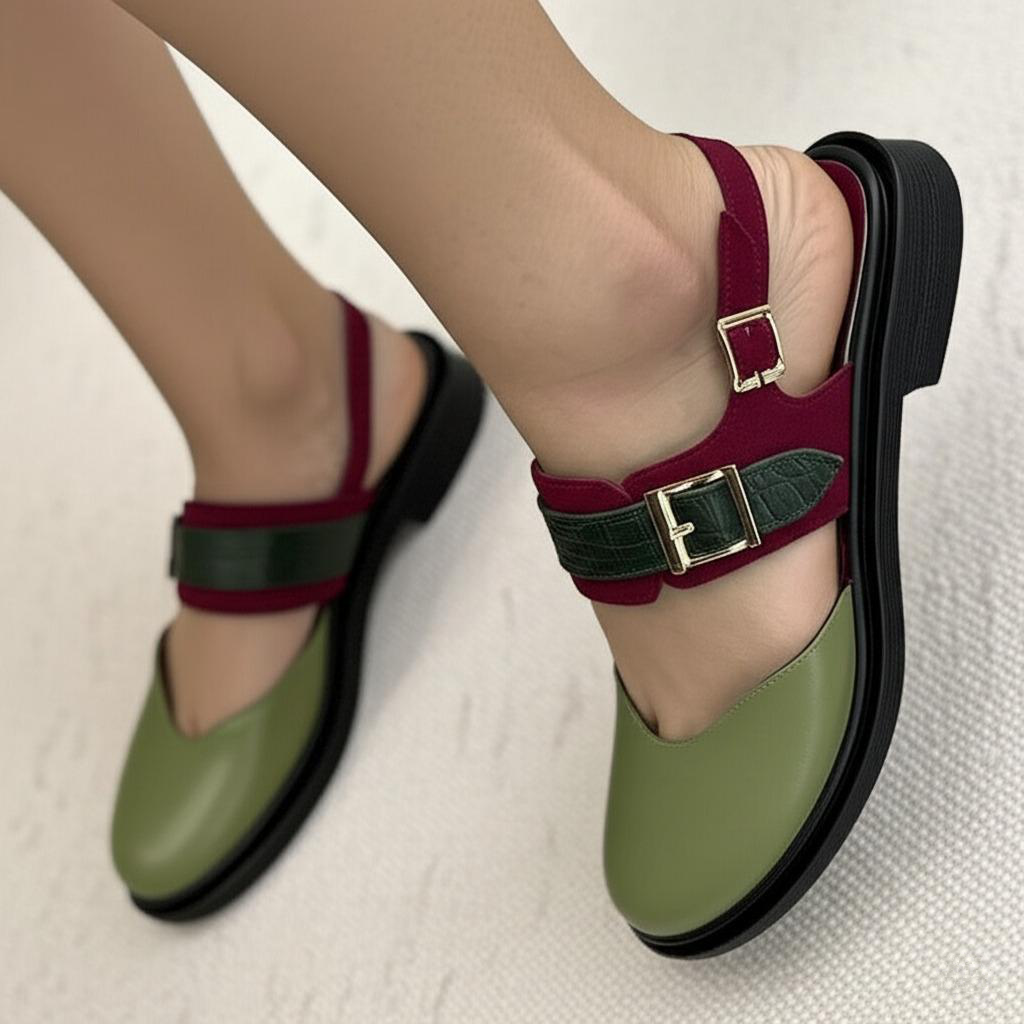 Buckle Strap Slingback Flats