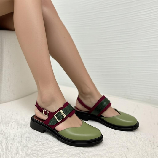 Buckle Strap Slingback Flats