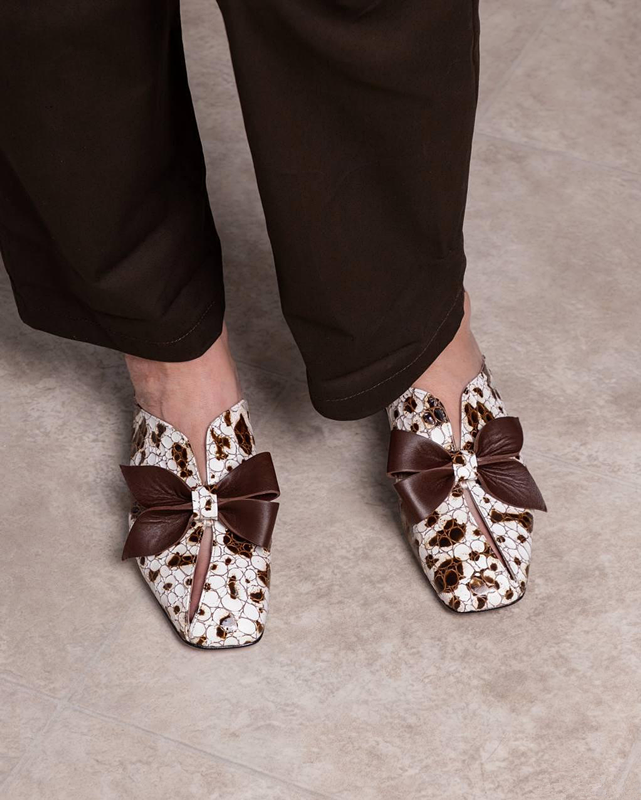 Bow Accent Patterned Loafers
