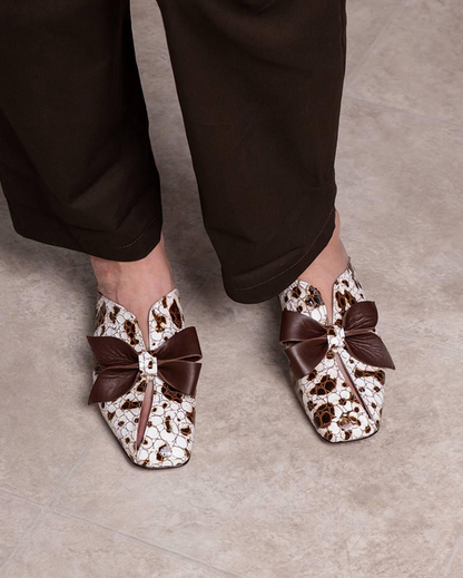Bow Accent Patterned Loafers
