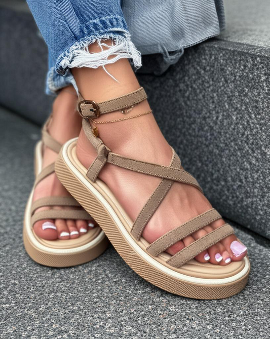 Crisscross Strap Platform Sandals