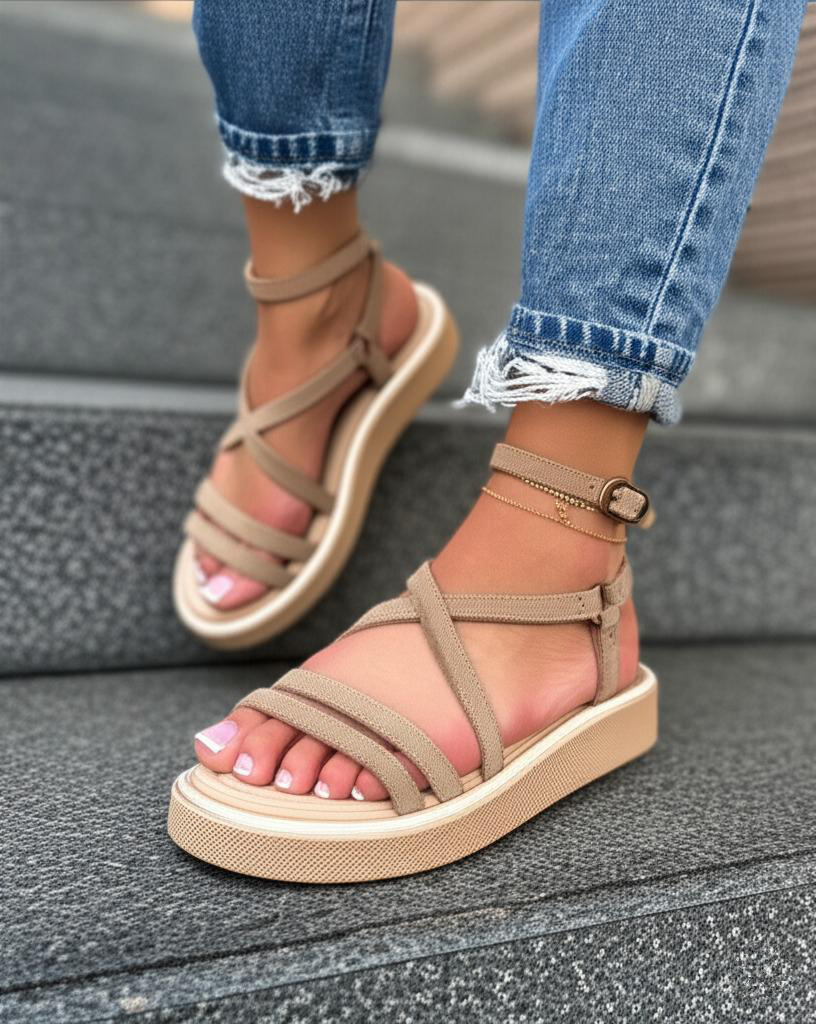 Crisscross Strap Platform Sandals