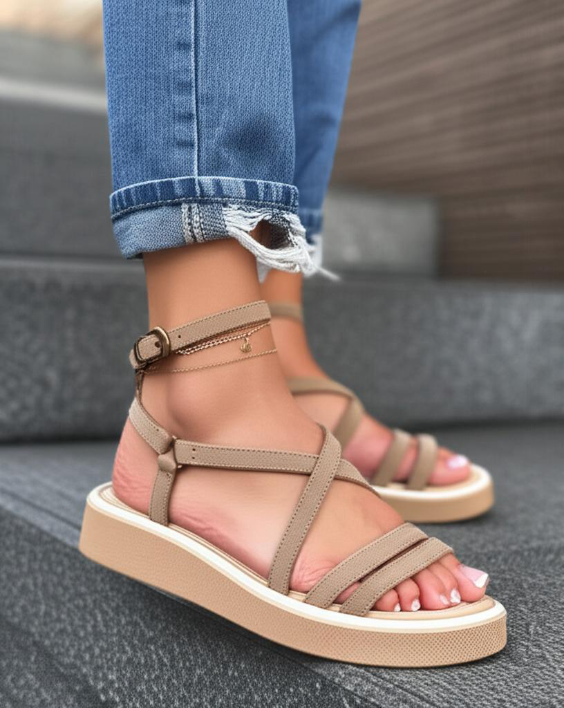Crisscross Strap Platform Sandals