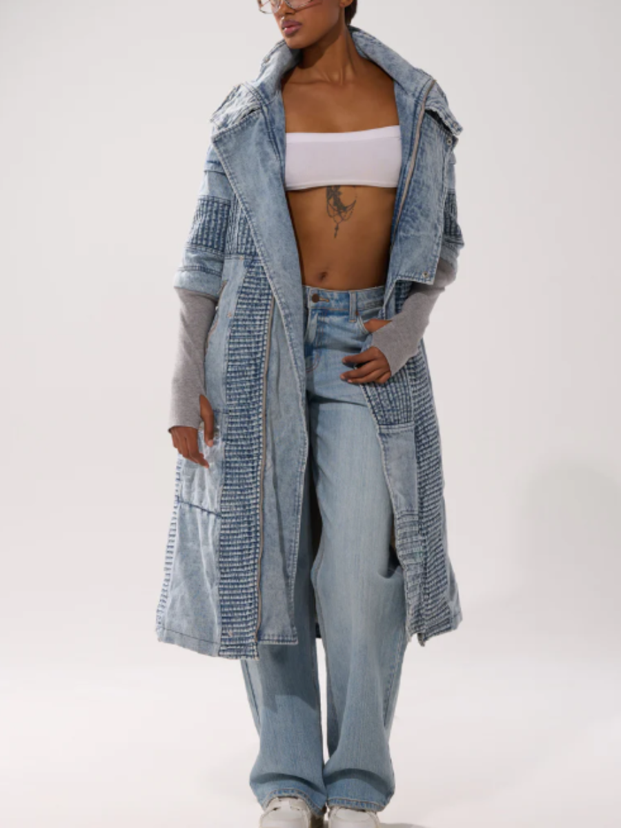 Quilted Stitched Rib Knit Coat