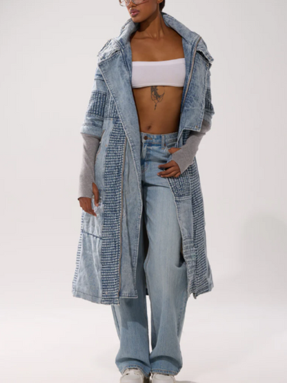 Quilted Stitched Rib Knit Coat