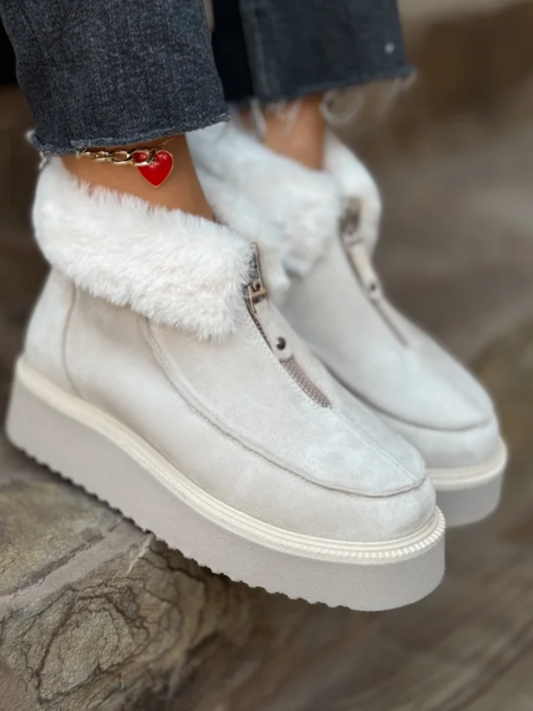 Plush Zipper Snow Boots