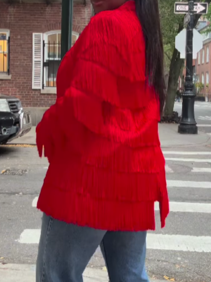 Laminated Fringed Blazer