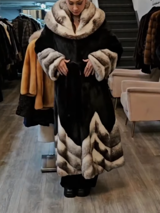 Faux Fur Black And White Gradient Coat