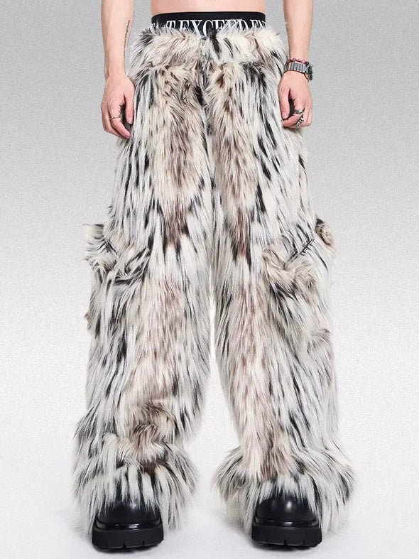 Thick Faux Fur Wide Leg Pants