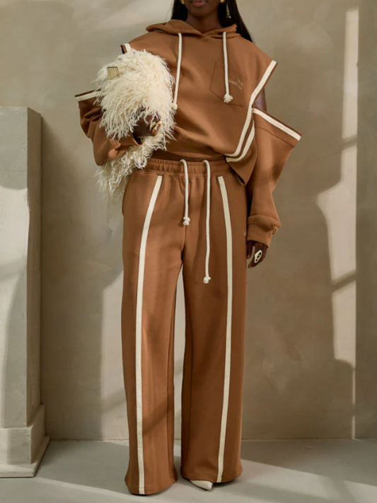 Contrast Stripe Sport Suit