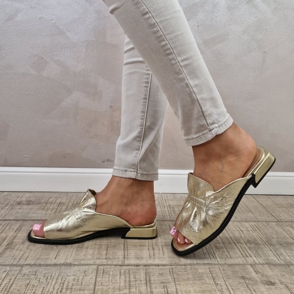 Metallic Peep Toe Mules