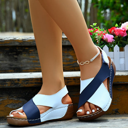 Cross Strap Wedge Sandals