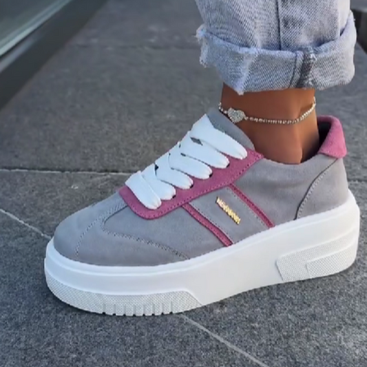 Contrast Panel Lace Up Platform Sneakers