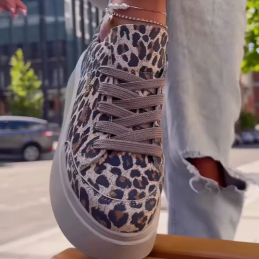 Animal Print Lace Up Platform Sneakers